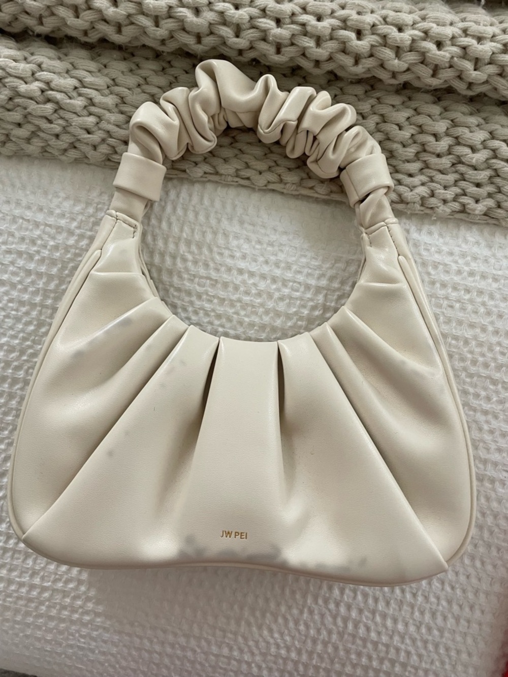 JW PEI Ivory Ruched-Handle Shoulder Bag
